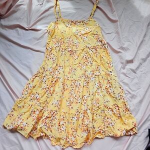 Yellow flower mini dress